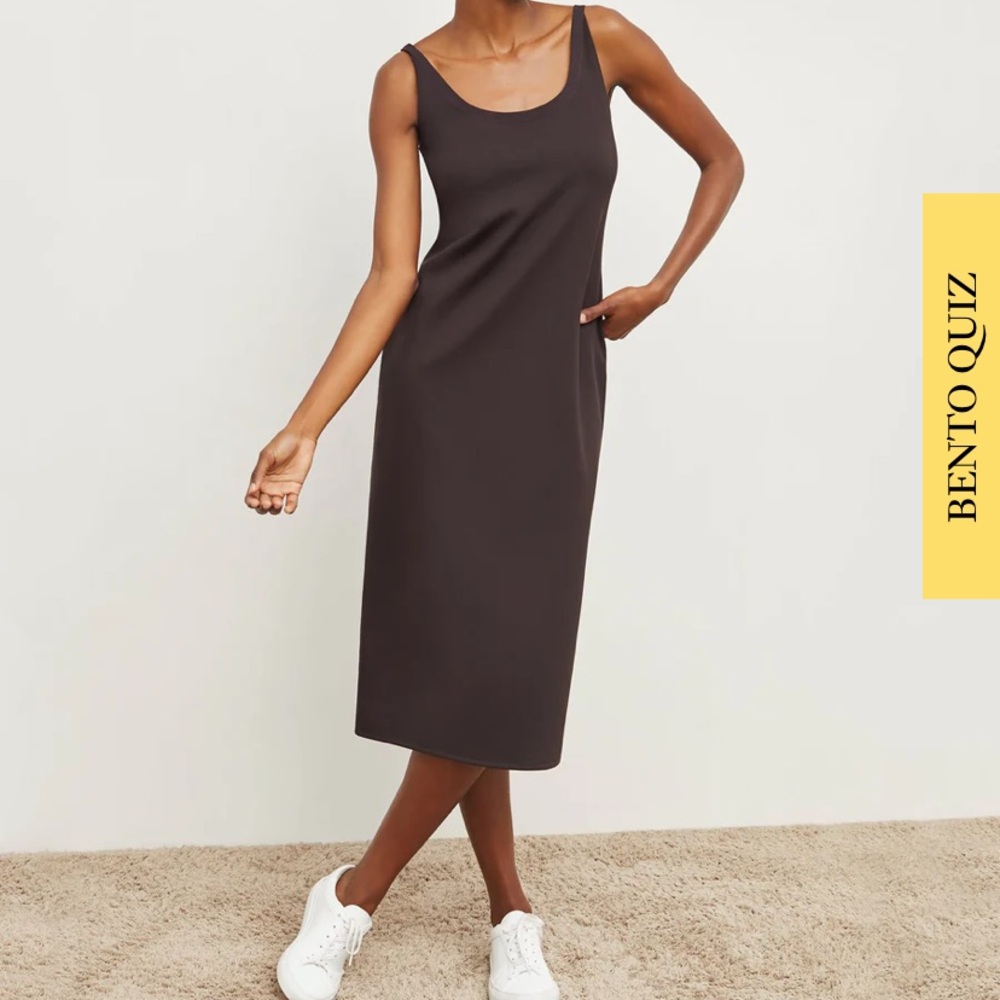 MM Lafleur Elsa Sleeveless Sheath Midi Dress in Haze - Scuba material